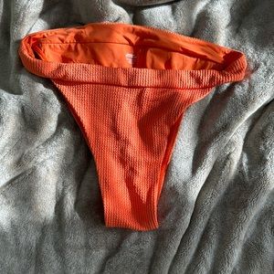 Crinkle Cantaloupe Orange Monday Swimwear Bikini Bottoms - Large